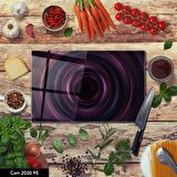 ANTİBAKTERİYEL CAM KESME TAHTASI | BASKILI KESİM TABLASI | 25x35 cm